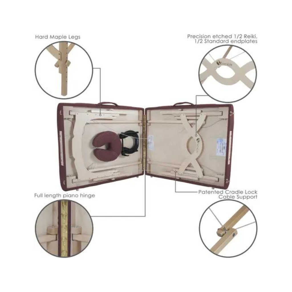 Earthlite Avalon XD Burgundy Massage Table Features_1
