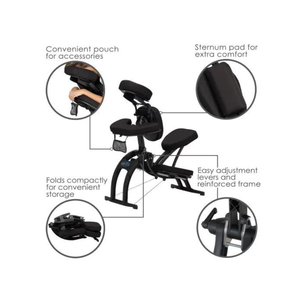 Earthlite Avila II Black Portable Massage Chair  Features