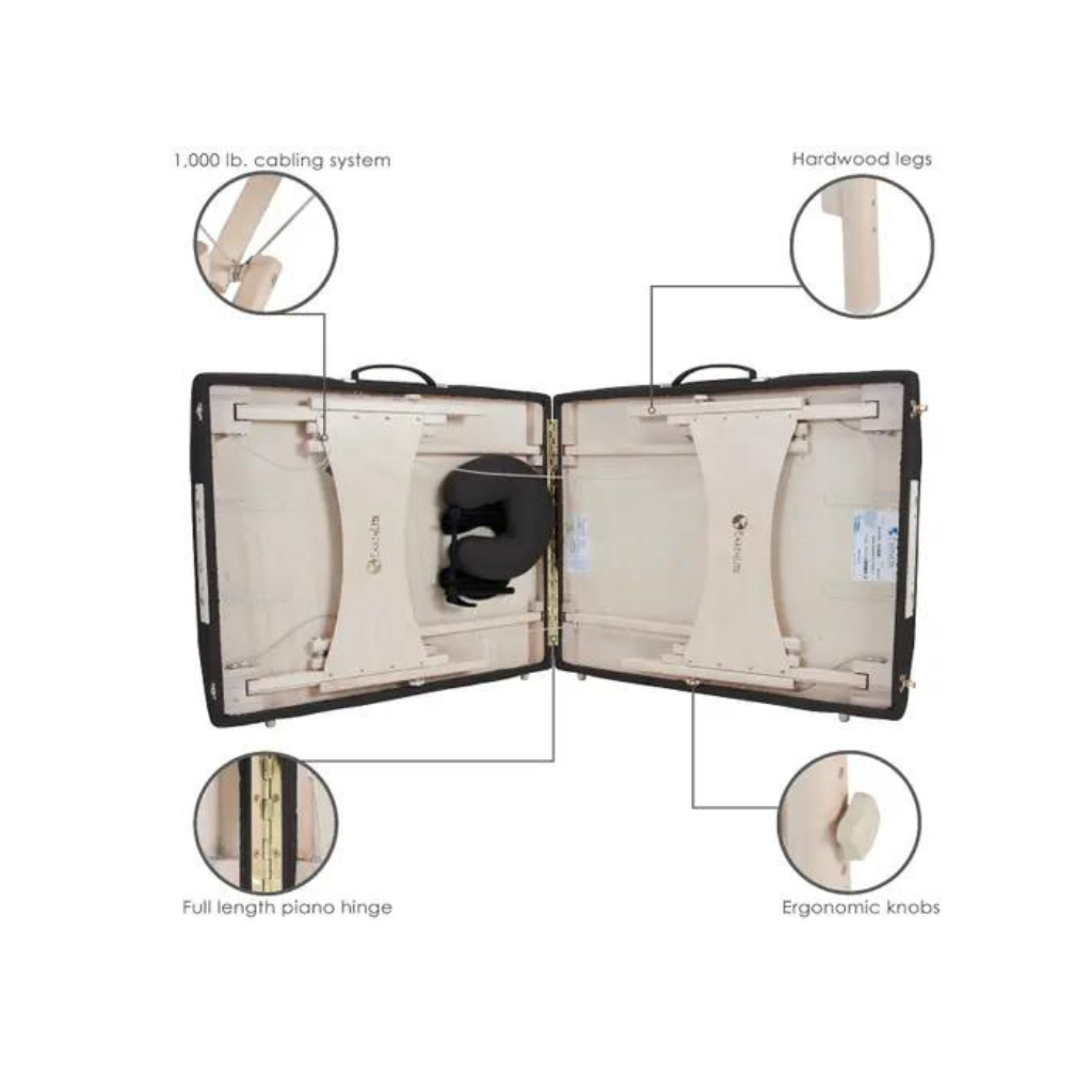 Earthlite Harmony DX Black Portable Massage Table Features platform