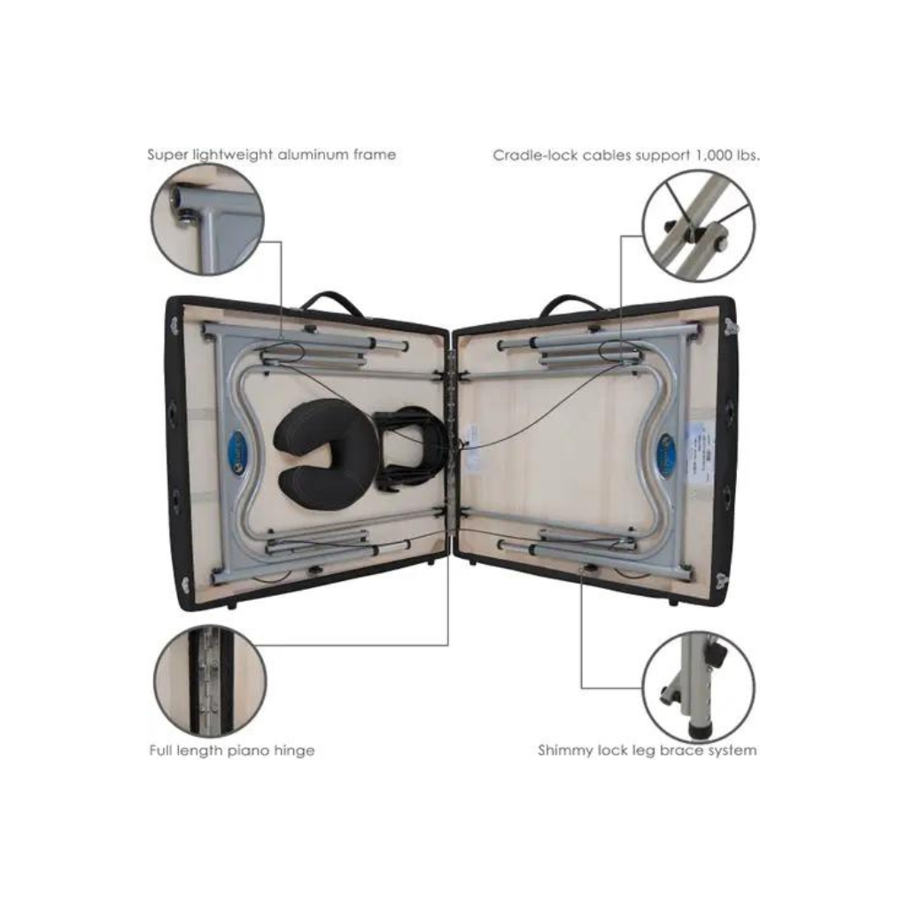 Earthlite Luna Portable Black Massage Table Features_1
