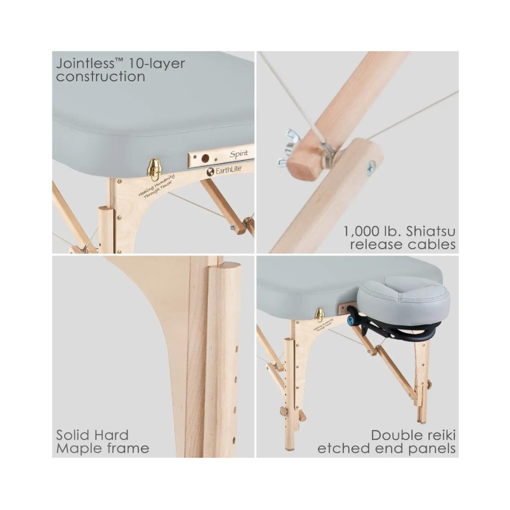 Earthlite Spirit Portable Massage Table Teal Full Reki quadrant Sterling