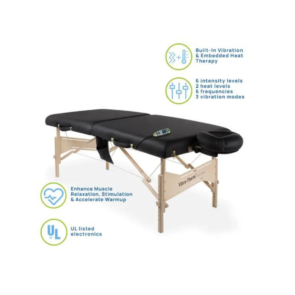 Earthlite Vibra-Therm Black Sports Therapy Table Features