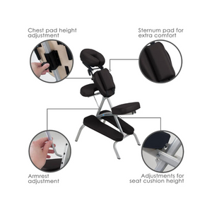 Earthlite Vortex Black Portable Massage Chair Features