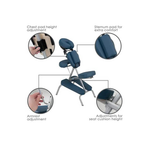 Earthlite Vortex Mystic Blue Portable Massage Chair Features