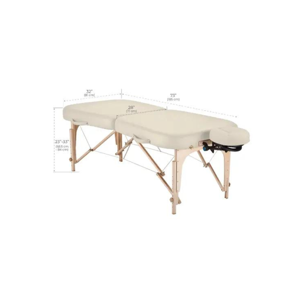 Earthlite infinity Portable Massage Table Package Vanilla Creme Diminsions