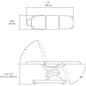 Silhouet-Tone Med Spa Chair Elite Platinum (412256) Measurement Diagram