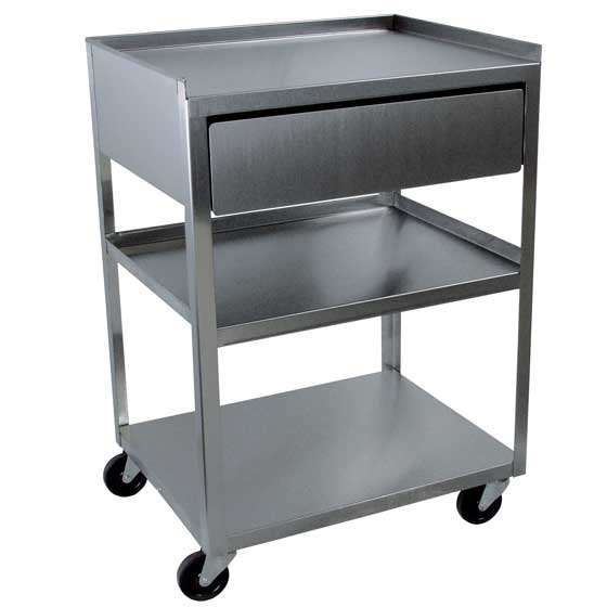 Ideal Products Stainless 3 shelf Esthetician Cart with Drawer (MC21D)