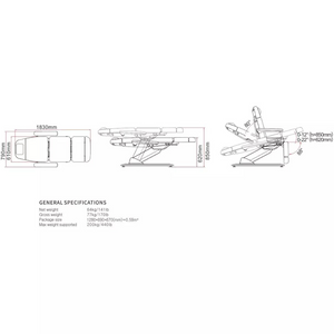 Specification Diagram Treatment Chair Bed (2221D) 