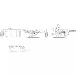 Specification Diagram Treatment Chair Bed (2221D)